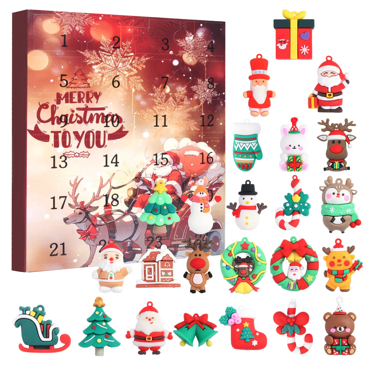 3D Santa Claus Keychain Advent Calendar – 24-Day Christmas Countdown Box