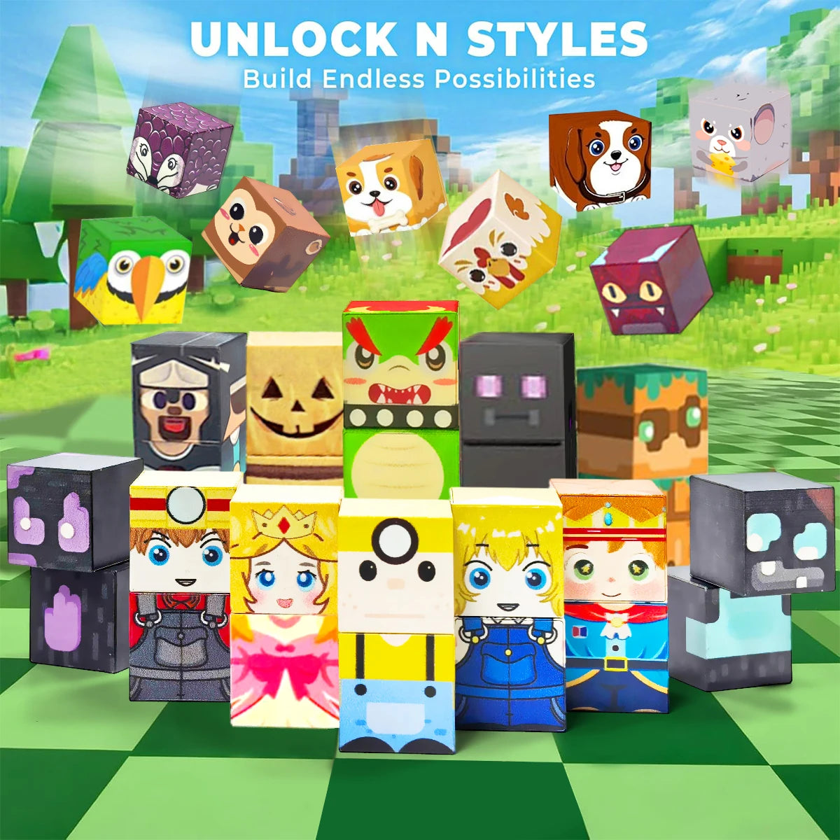 Magnetic Building Blocks Toys Characters Animals with Magnet Construction Toys STEM Sensory Gift For Kids Boys Girls 16/36PCS