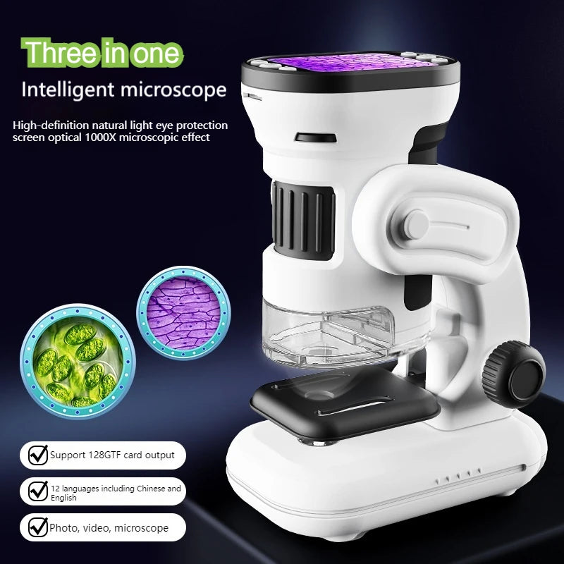 SCIENCE HORSE Intelligent LED Biological Science Experiment Microscope Set, STEM Educational Learning Toy for Kids, Birthday