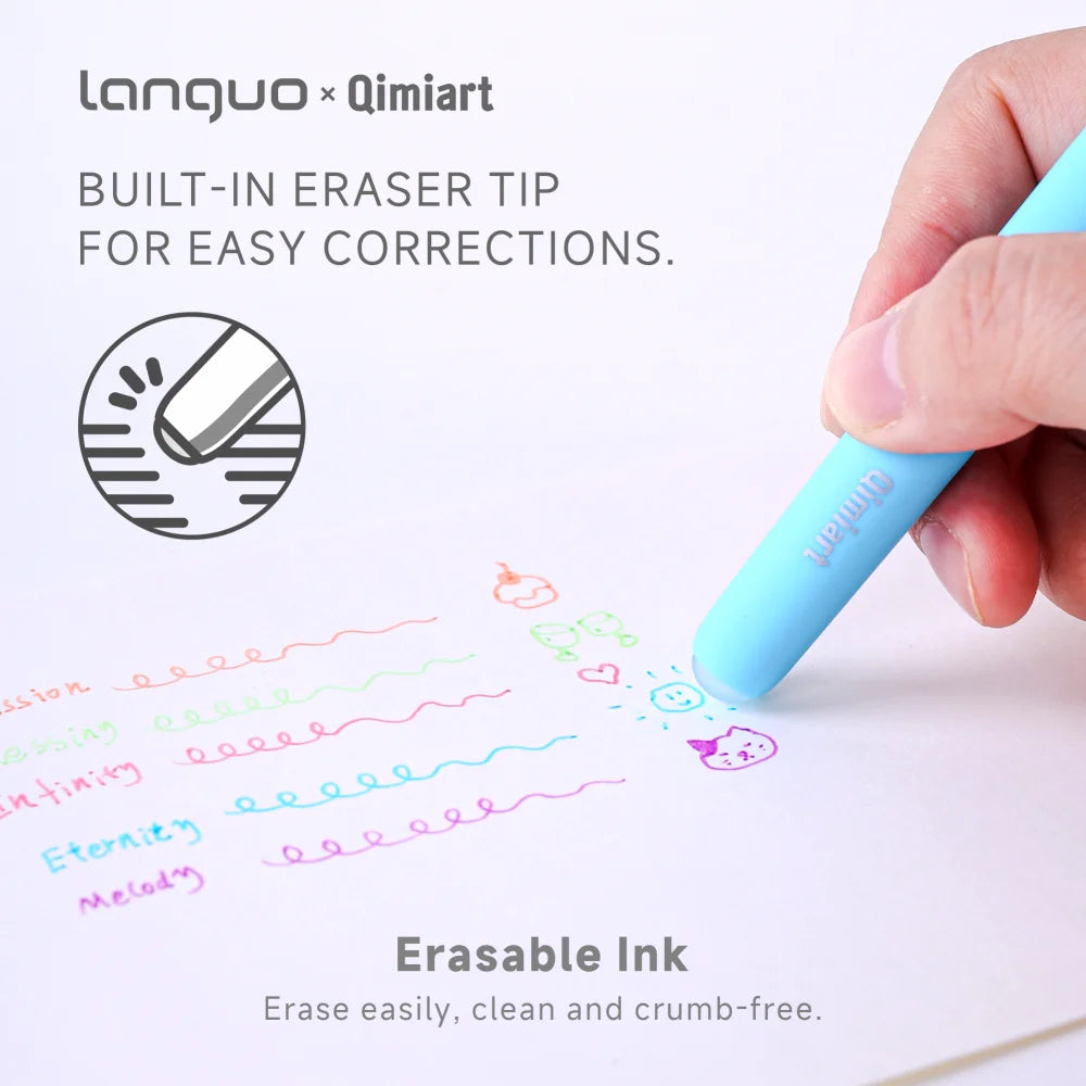 LANGUO Erasable Gel Pens Rotary Retractable Fine Point Erasable Pens School Supplies Vibrant Color Eggshell Design Erasable Ink
