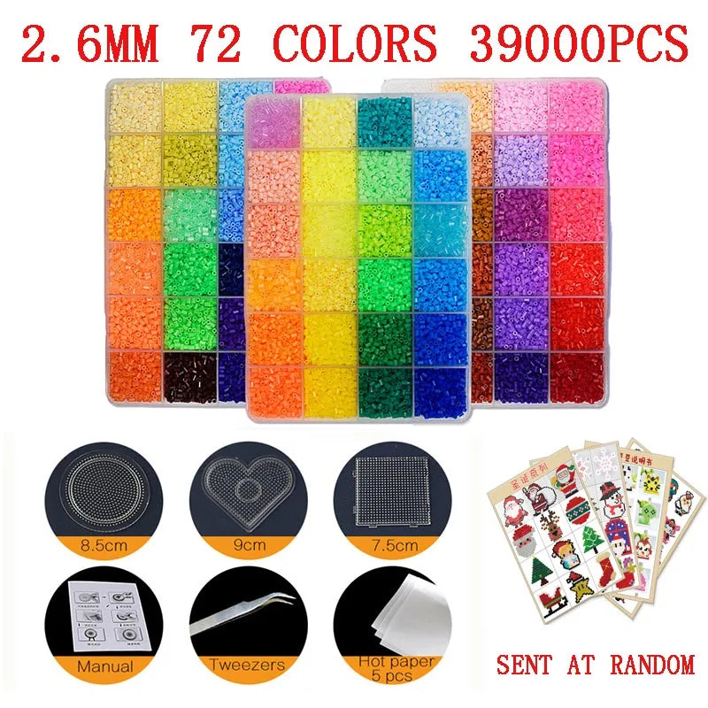 24/72 colors box set hama beads toy 2.6/5mm perler educational Kids 3D puzzles diy toys fuse beads pegboard sheets ironing paper