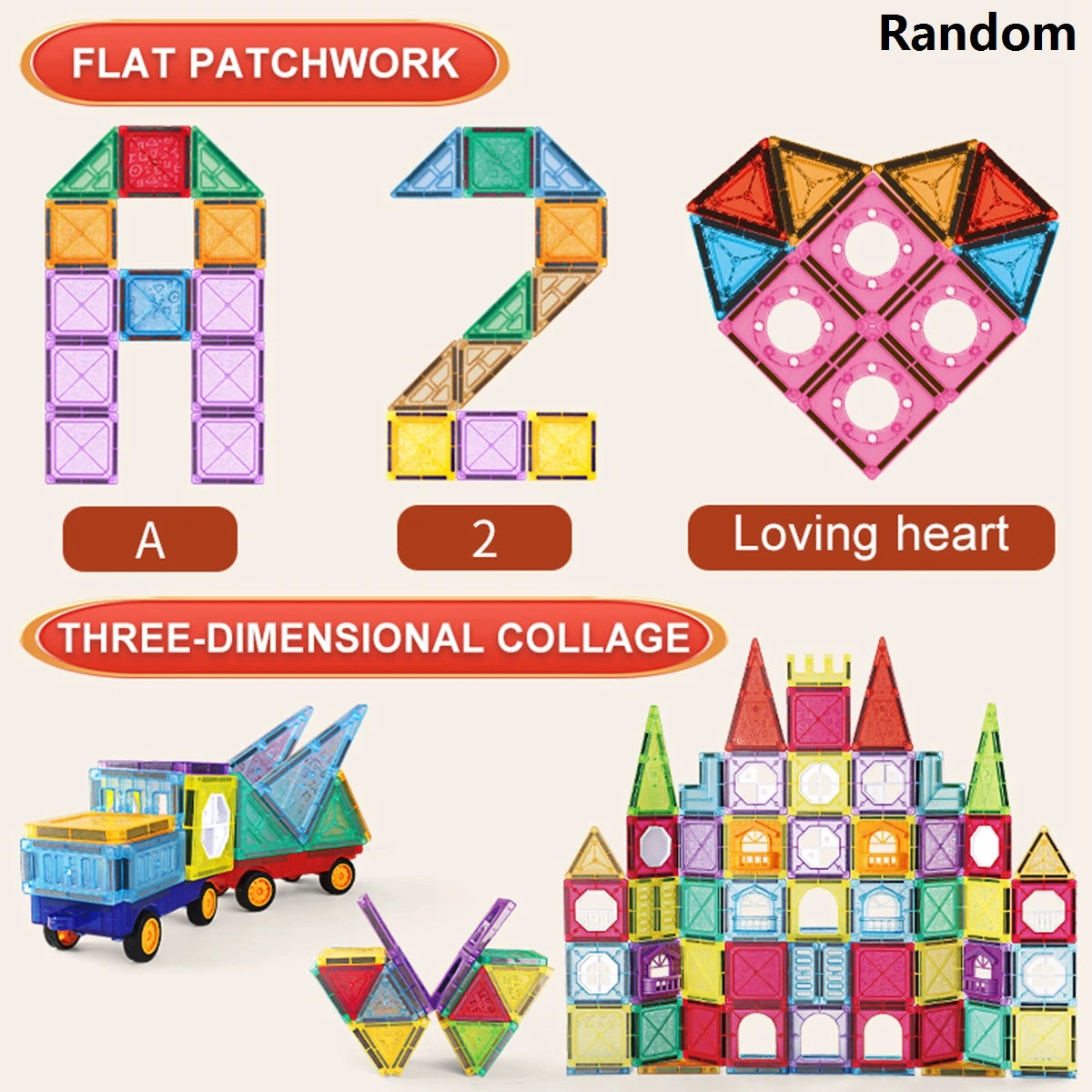 Magnetic Building Blocks Construction Set Montessori STEM Sensory Educational DIY Toy For 3Years+ Old Kids Boys Girls Gifts