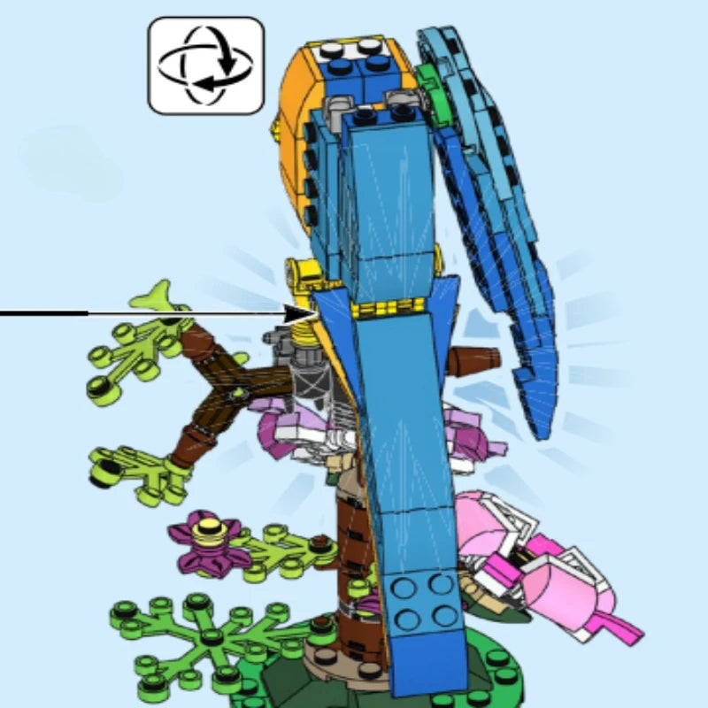 3 in 1 Parrot Building Toy Set, Transforms to 3 Different Animal Figures - from Colorful Parrot, to Swimming Fish, to Cute Frog