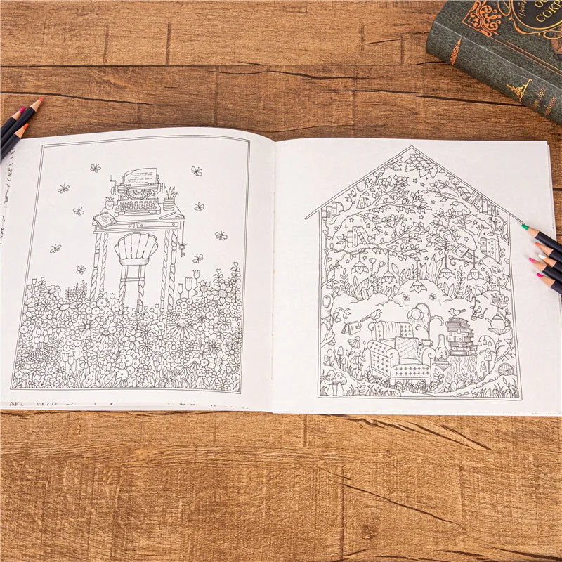 New 80 Pages 25*25cm Rooms Of Wonder Coloring Book For Children Adult Decompression Painting Book For Adult Kids Picture Book