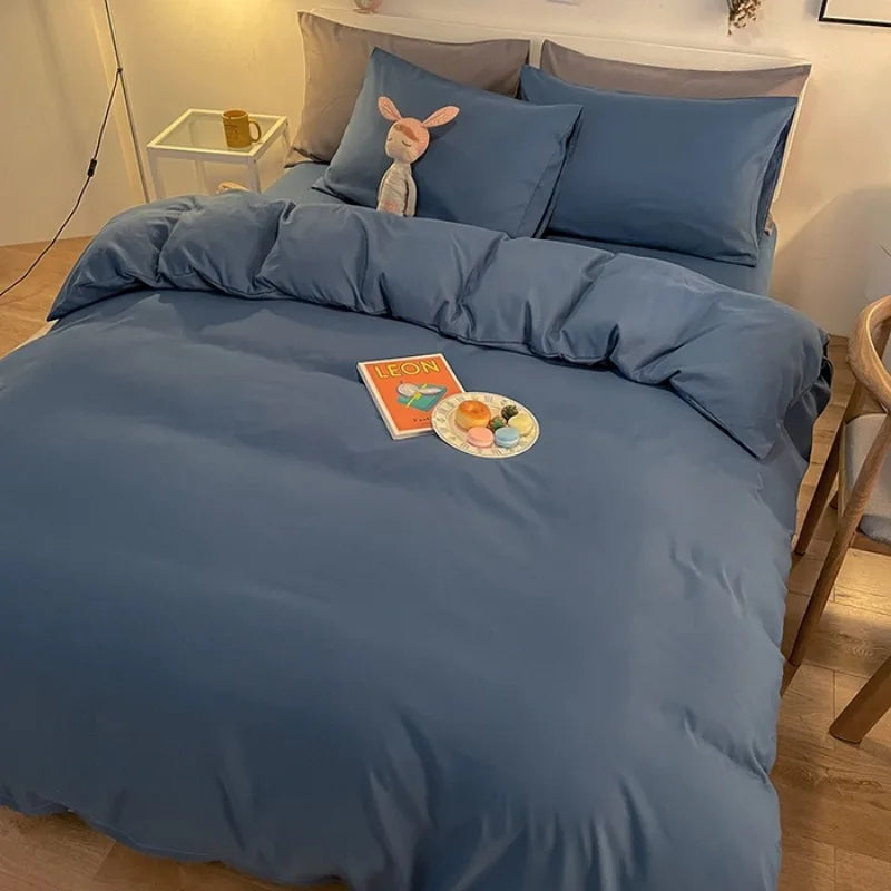 2025 New Solid Color Duvet Cover Double/Queen Size Anti-Mite Durable Comforter Cover Simple Durable (No Pillowcase)
