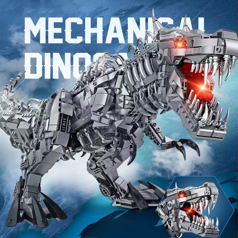 Jurassic Park Dinosaur World Large Mechanical Tyrannosaurus Rex Building Blocks T-rex Model With Lights Bricks Toys For Kid Gift