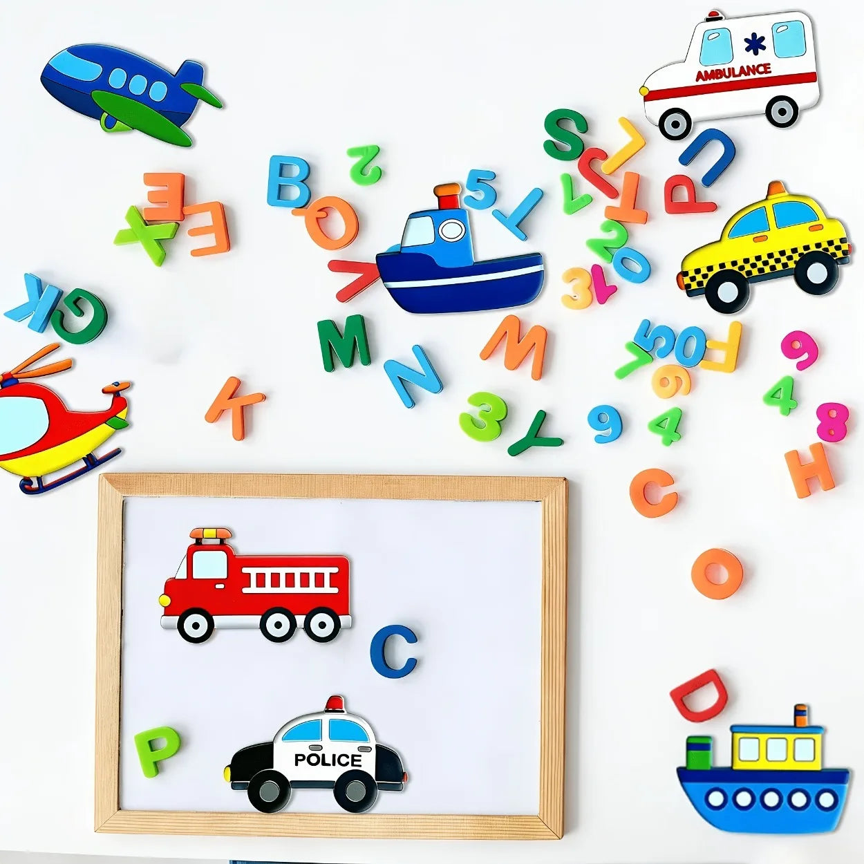 Fridge Magnets for Kids | Car, Ship, Plane & Vehicle Transportation Themed | Educational Learning Magnets, Whiteboard Toy & Gif
