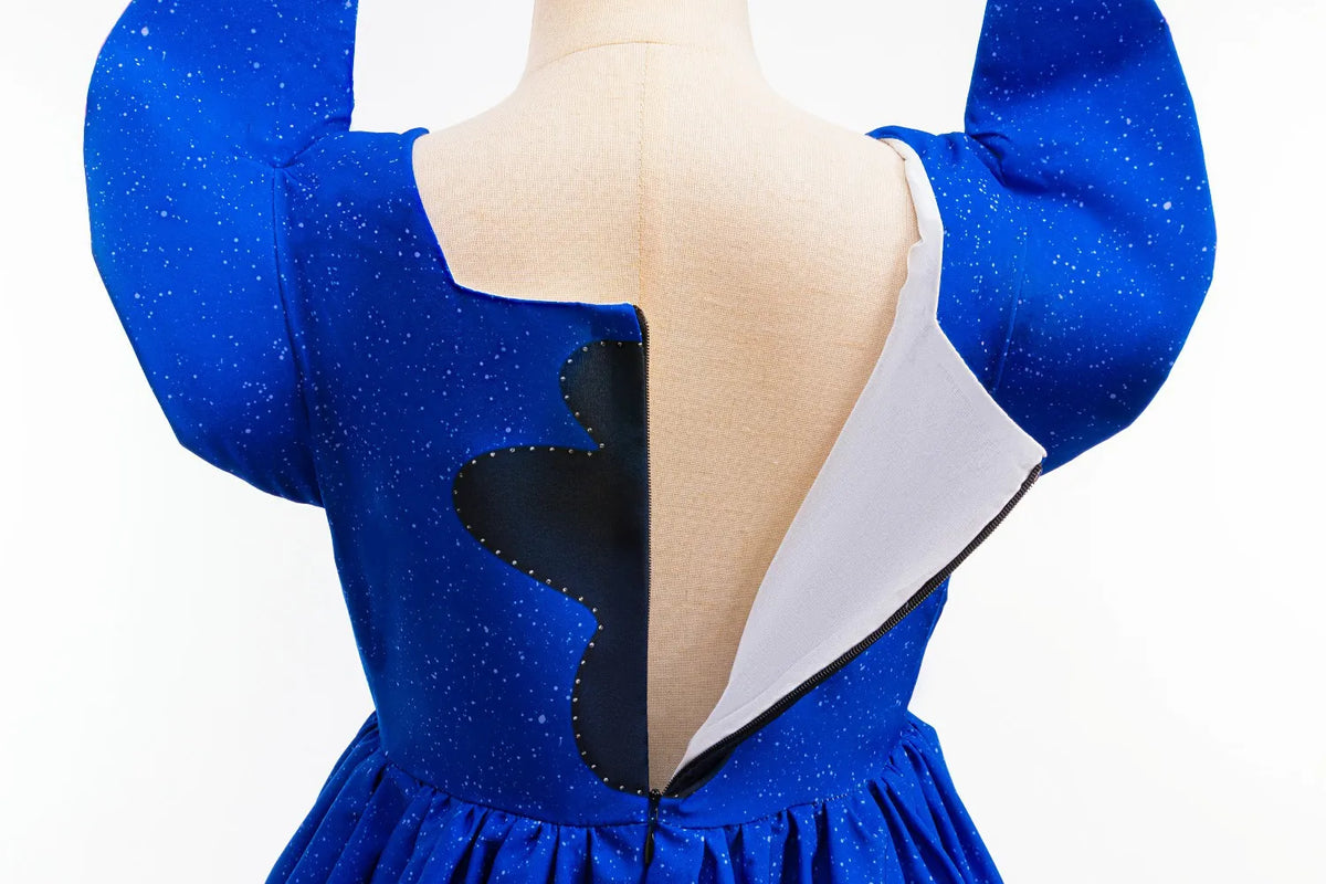 Kid Movie Blue Pet Doggy Inspired Role Play Costume Blue Dress Ohana 626 Expriment Princess Frock Halloween Girls Cosplay Outfit