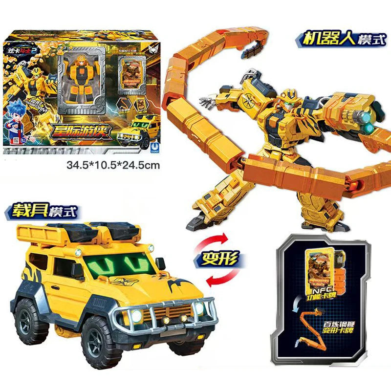 Metal Cardbot S BLUE COP TRINITY Transforming Robot SUV Car Card Truck Toy Action Figure ABS Transformation Model Children Gift
