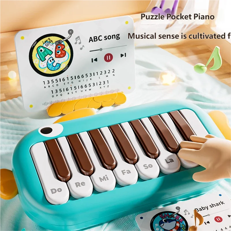Montessori Baby Electronic Piano Toy, Multifunctional Pocket Music Keyboard, Early Learning Educational Musical Instrument Game