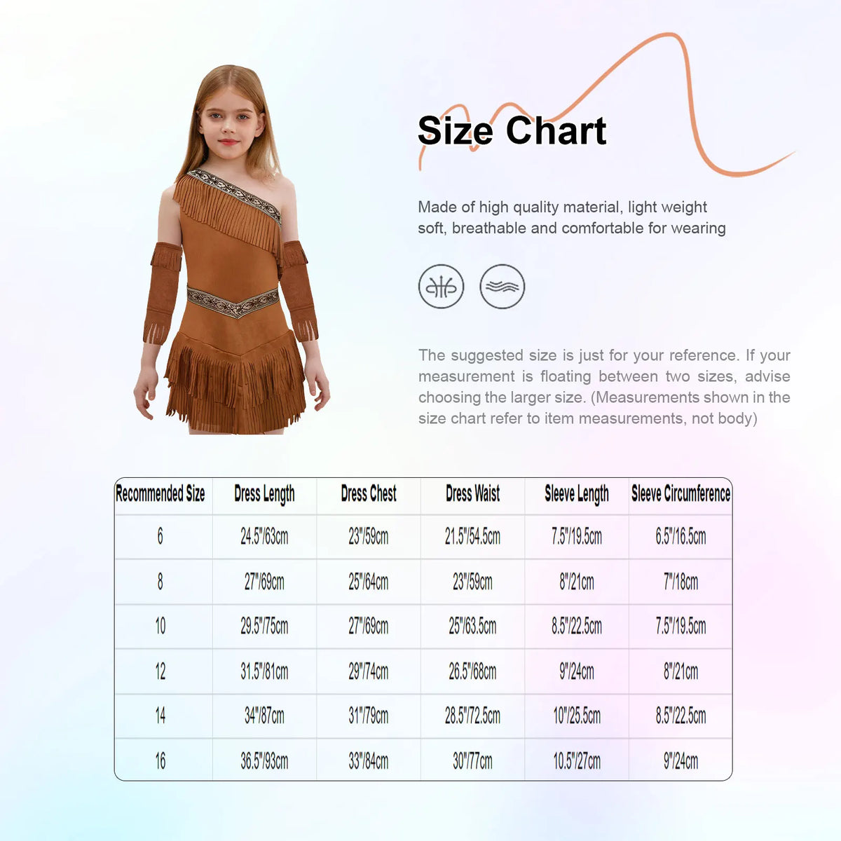 Kid Girls Indian Princess Costume Native American Outfits Fringe Suede Dress with Sleeves Halloween Cosplay Fancy Party Dress Up