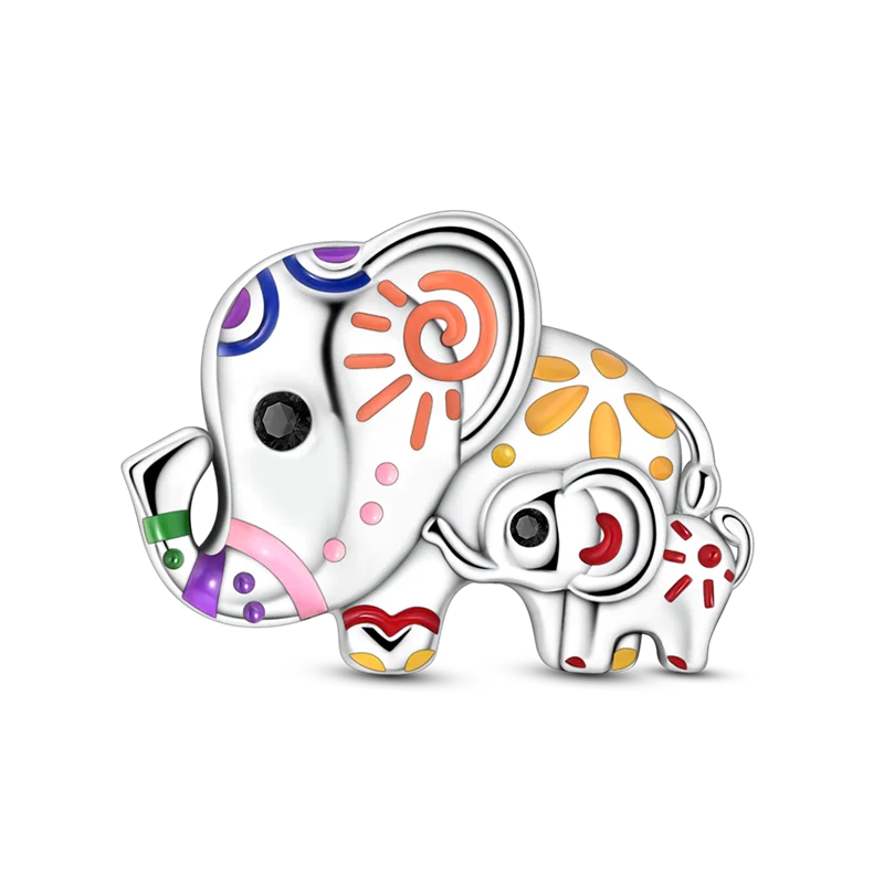 925 Sterling Silver Mother's Day Charms Mother Daughter Heart Animal Elephant Rabbit Pendants Fit Bracelets DIY Jewelry Gift