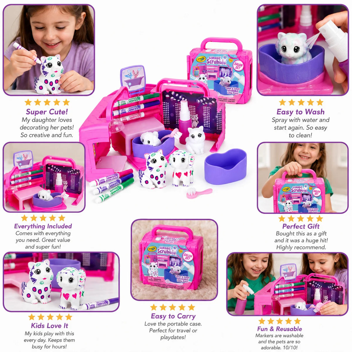 Crayola Scribble Scrubbie Pets, Beauty Salon Playset with Toy Pets, Scribble Scrubbie Collectors Birthday Gift 74-7304