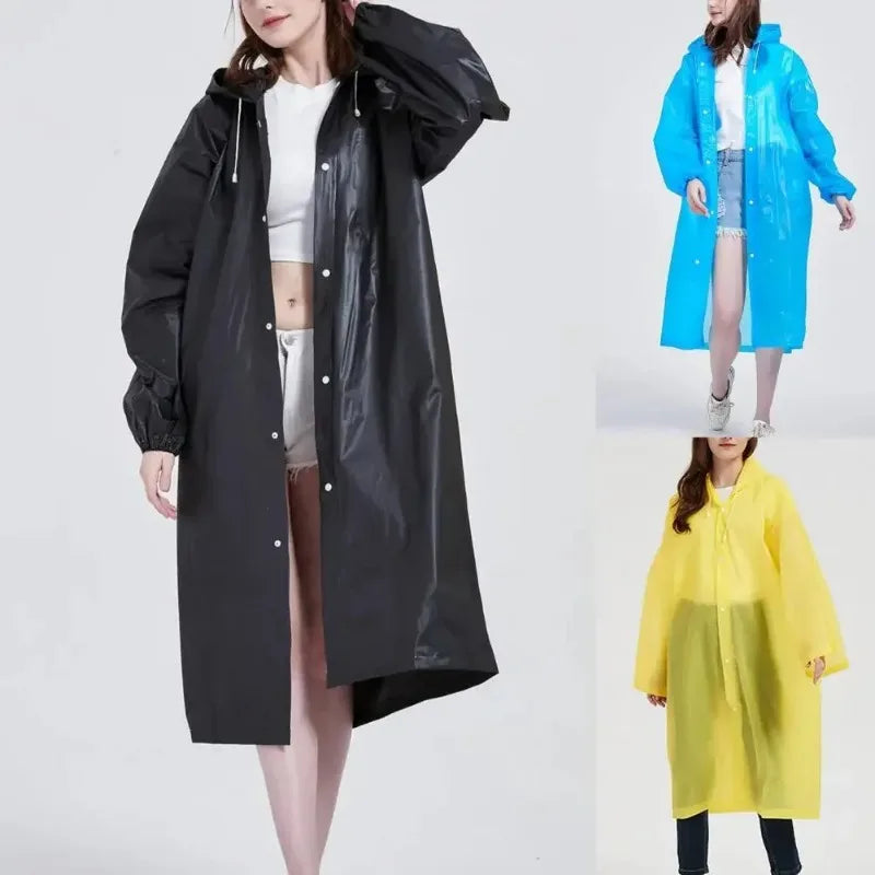 145x68CM Unisex Thickened EVA Raincoat High-Quality Waterproof Black Rainwear for Men And Women Ideal for Camping