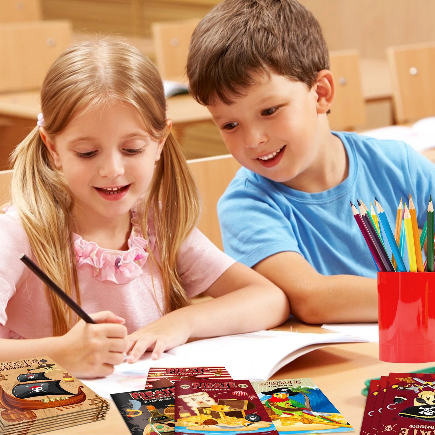 12pcs Pirate Themed Mini Coloring Books Graffiti Ships Treasures Painting Book Kids Birthday Party Gifts Drawing Notebook