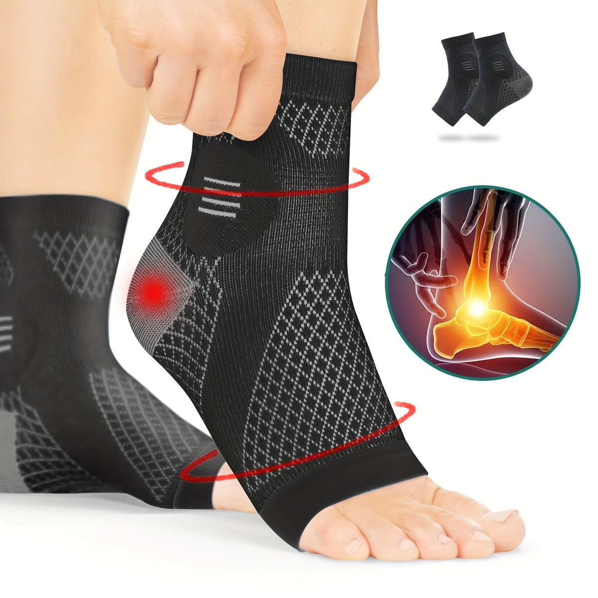 1Pc/1pair Knitted breathable Ankle Support Brace, Best Ankle Compression Support Brace for Foot and Heel