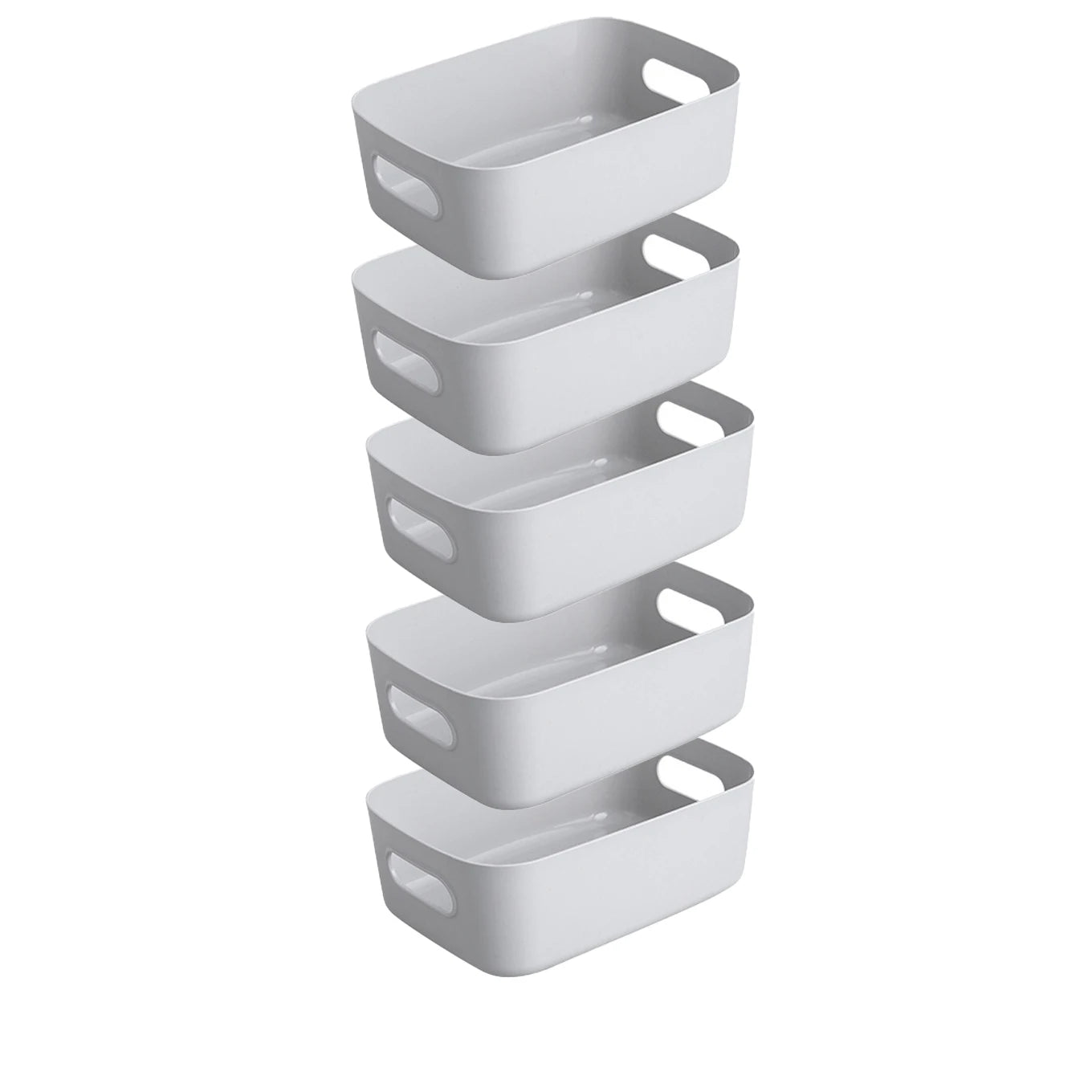 5pcs Stackable Storage Box Set,Rectangular Plastic Organizer Containers,Durable, Reusable,for Kitchen,Bathroom,Dorm Essentials