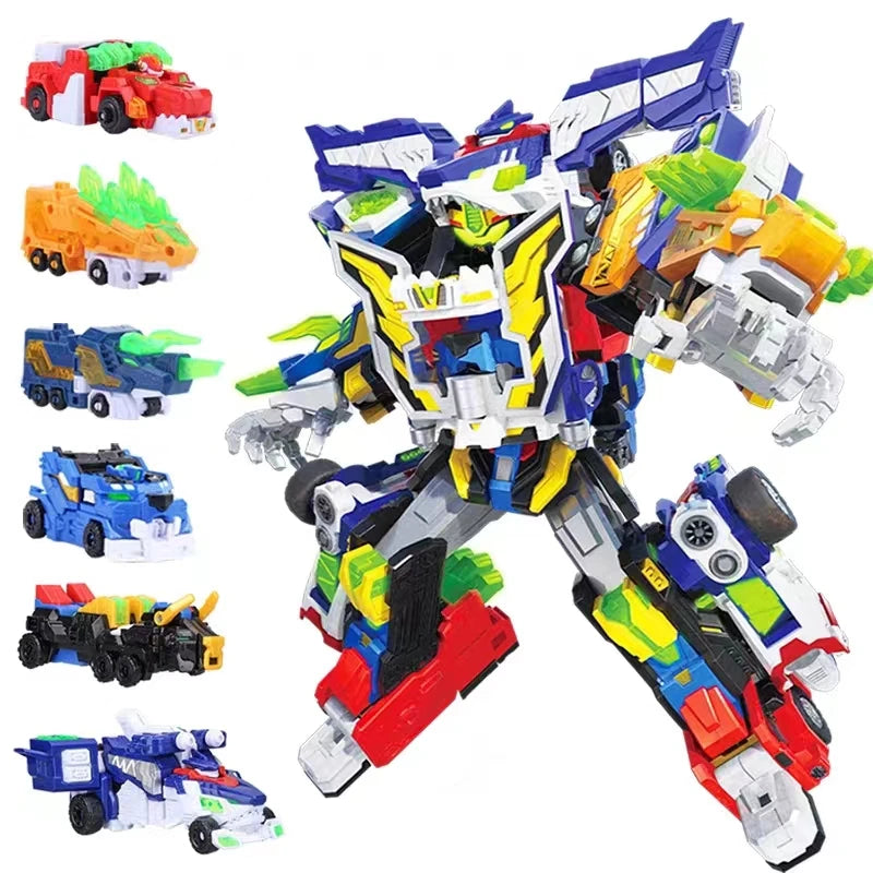 MiniForce 6 in 1 V Rangers VOLT LEGEND KING V Transformation Robot Bot Model Mini Force Deformation Combiner Action Figure Toys