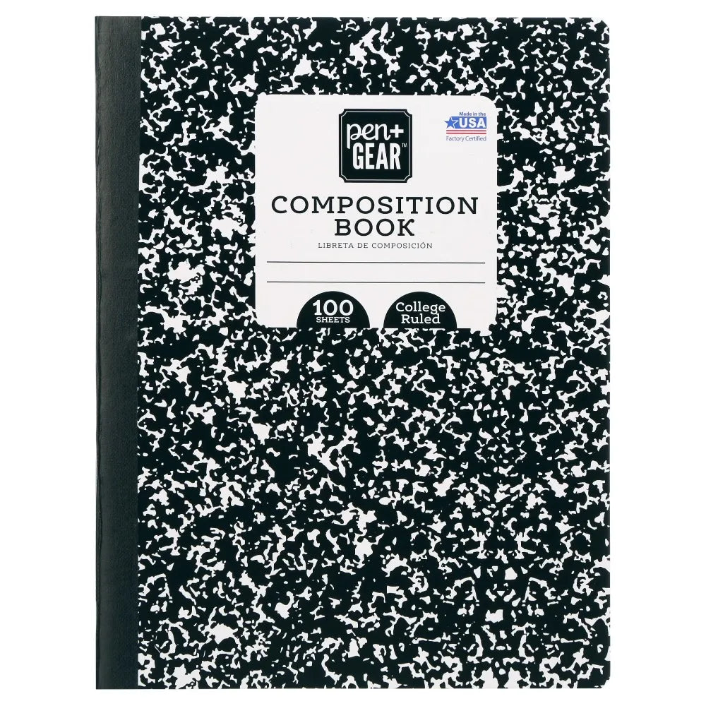 College Ruled Composition Notebook Bulk Pack, 100 Sheets per Book, 30 Notebooks, Black and White Marble Covers, Wide Ruled Paper, Spiral Bound, for School Office Writing Journaling