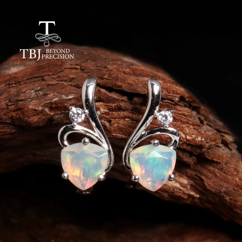 Delicate beautiful October Birthstone Natural Opal Earrings S925 silver fashion jewelry for ladies and girls birthday gifts