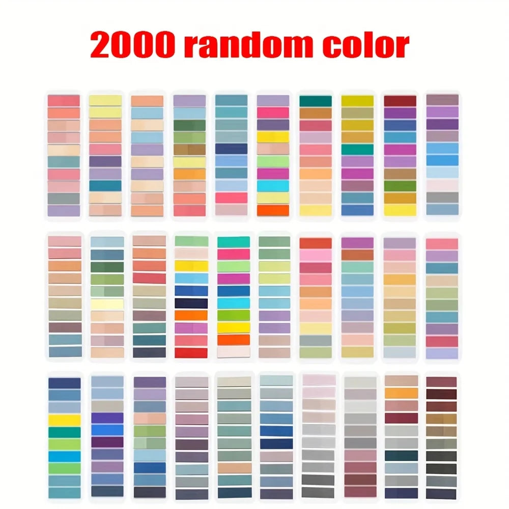 1000/2000 Sheets Stickers Transparent Index Creative Memo Pads Stationery Self-Adhesive Posted It Sticky Note Pads,Random Colors