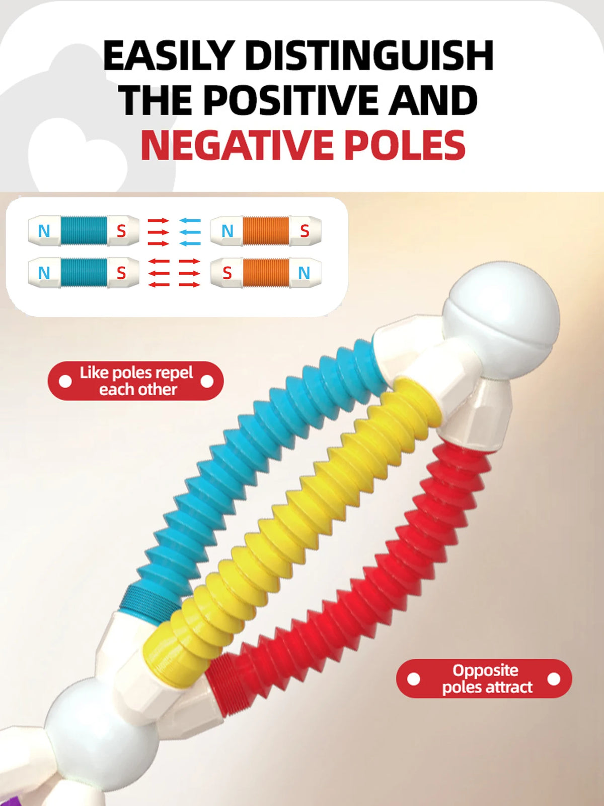 Magnetic Building Sticks,Pop Tubes Magnetic,Educational Construction Toys Creative Magnetic Balls and Rods Set,Puzzle STEM Toys