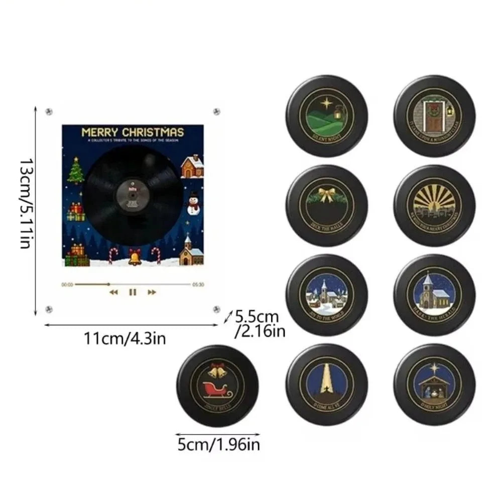 Mini Record Player Programmable Fridge Magnet 128MB Acrylic Fridge Night Light Creative LED Musical Night Lamp Family Friends