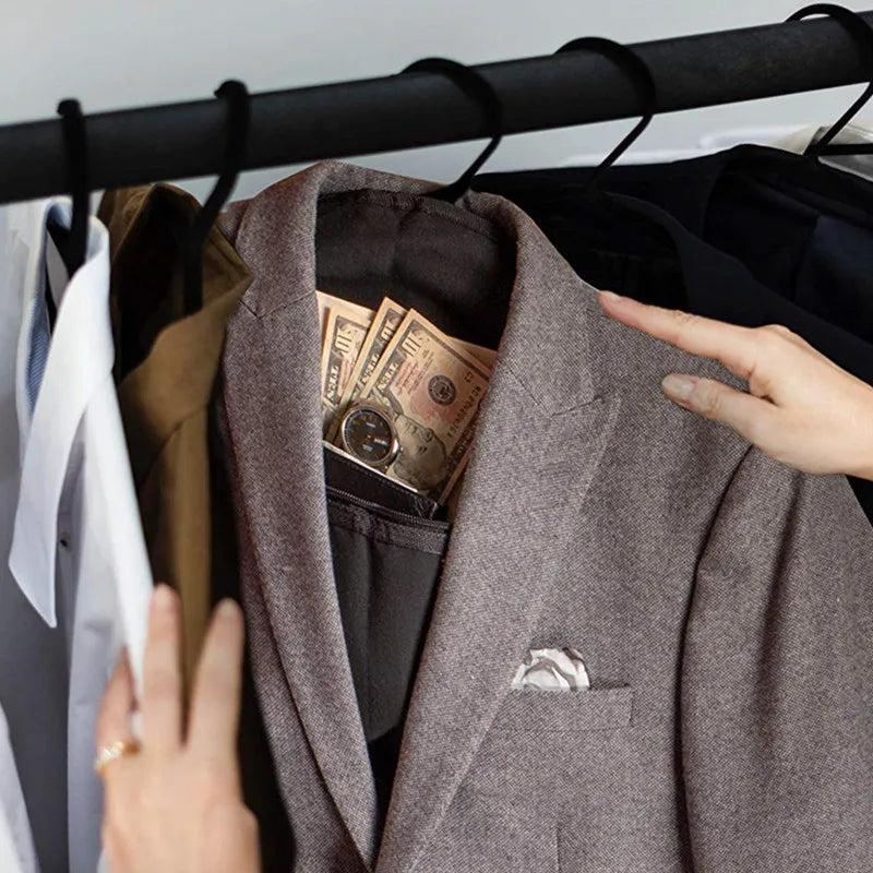Hidden Pocket Safe Hanger Diversion for Home Or Travel Fits Under Hanging Clothes with Secure Compartment to Hide Valuables