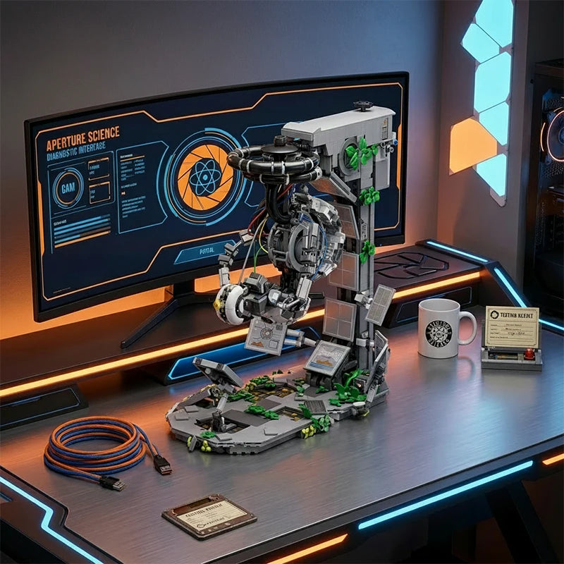 GLaDOS Portal 2 with LED Motor Building Blocks Decrypt Puzzle Game Robot Aperture Lab Brick Model Kit Adults DIY Gift 1976PCS