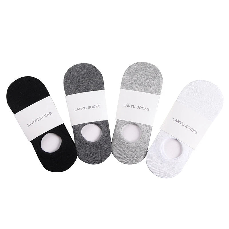 5Pair / Lot Fashion Happy Men Boat Soc Silicone Invisible Socks Male Ankle Sock Slippers Meia