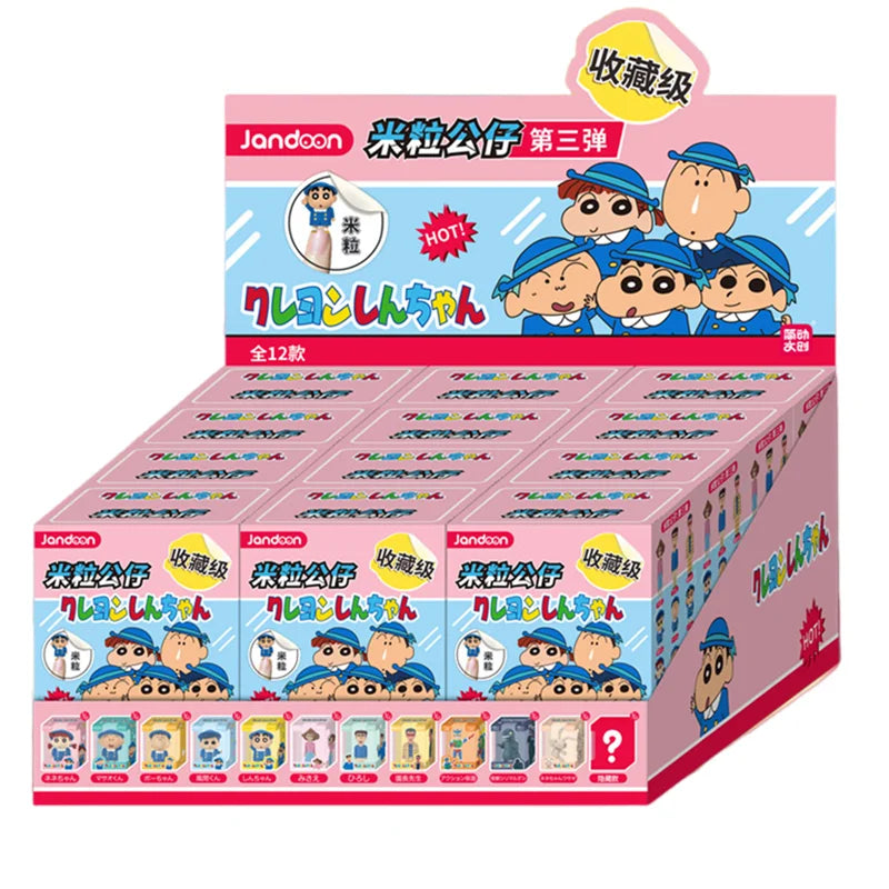 NEW JANDOOM Crayon Shin-Chan Nohara Misae Nohara Hiroshi Sakurada Nene Anime Figure Model Rice Grain Doll Blind Box Toys Gifts