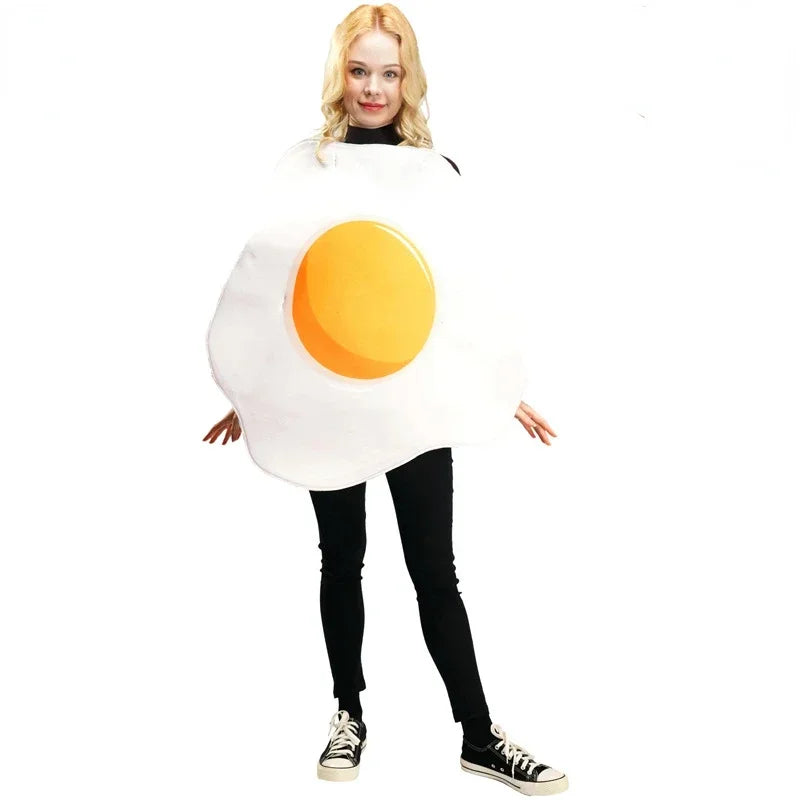 New Halloween Carnival Night Poached Egg Bacon Party Costumes for Adult Men and Women Couples Funny Food Co Costumes
