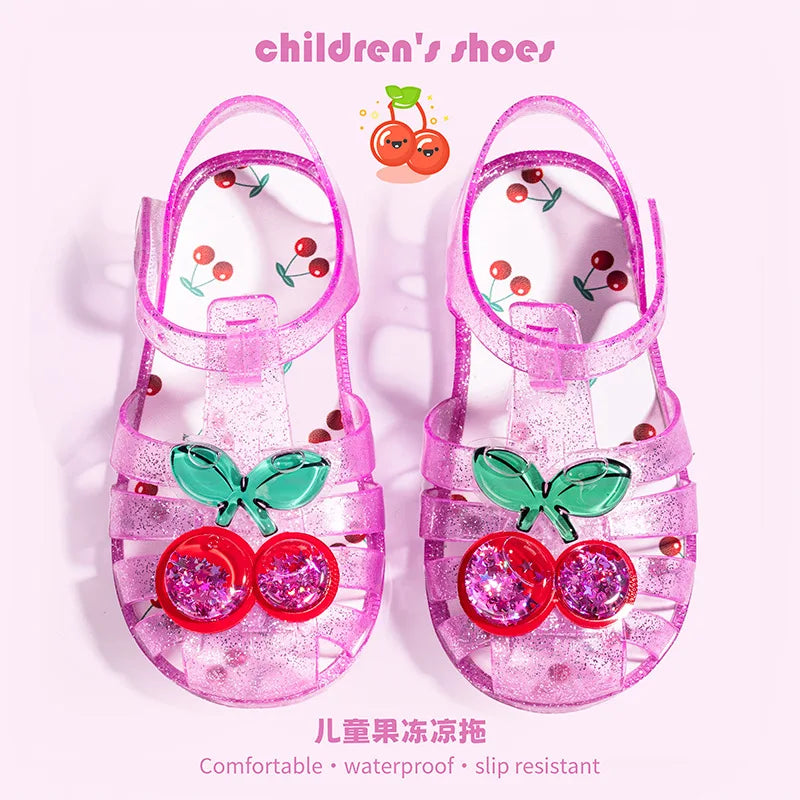 New Summer Kids Cute Cartoon Sweet Jelly Sandals Children Original Fruit Clogs Shoes for Toddler Non Slip Soft Sole Sandalsl