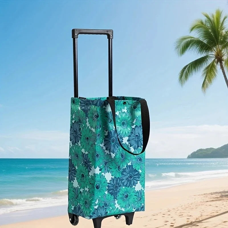 Foldable Oxford cloth shopping cart, large-capacity handheld premium bag – for outdoor, commercial, grocery & delivery.