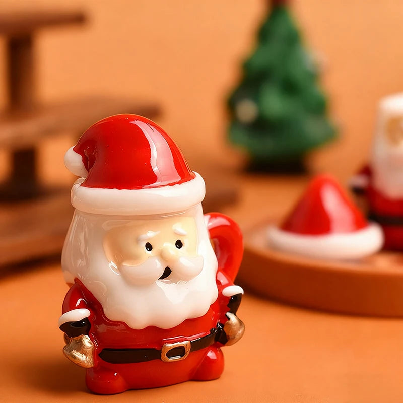 Mini Santa Teacup Ornament - Resin Dollhouse Decor for Christmas Crafts, Fairy Garden & Holiday Gift Displays