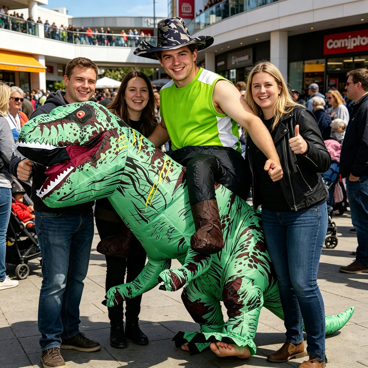 Ride Costume Inflatable Dinosaur T-Rex Halloween Fancy Dress for Adult Costume Dragon Party Outfit Animal Themed Blow Up Cosplay