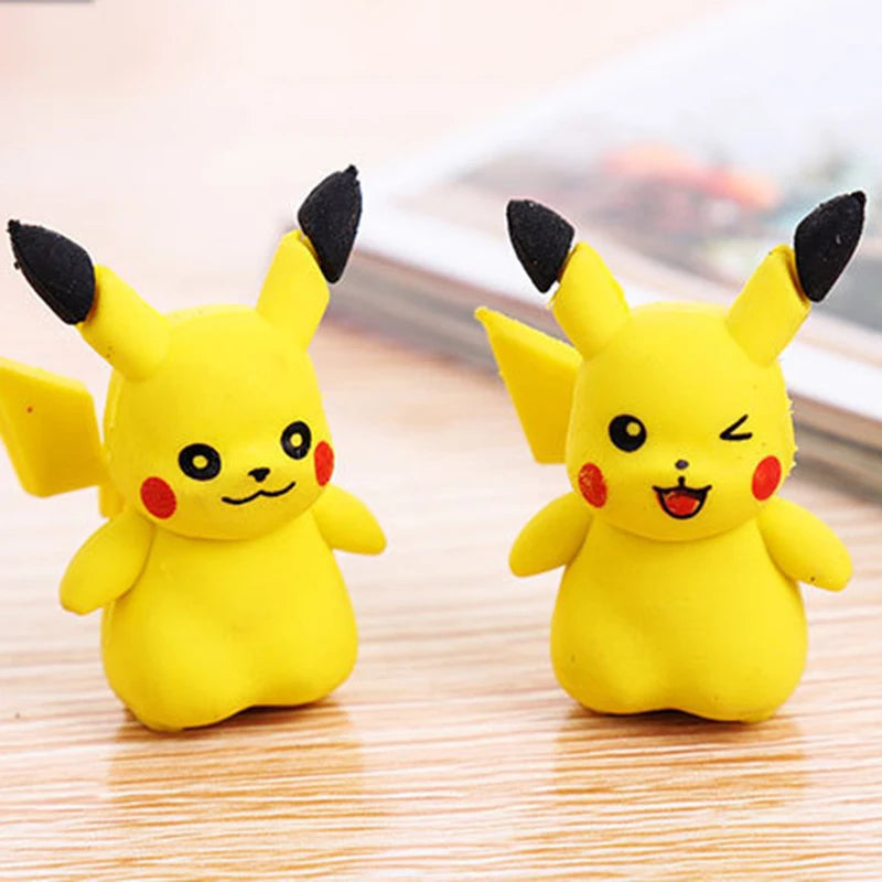 36pcs Pokemon Eraser Cartoon Anime Figure Pikachu Student School Stationery Supplies For Children 3d Erasers Toys Birthday Gift