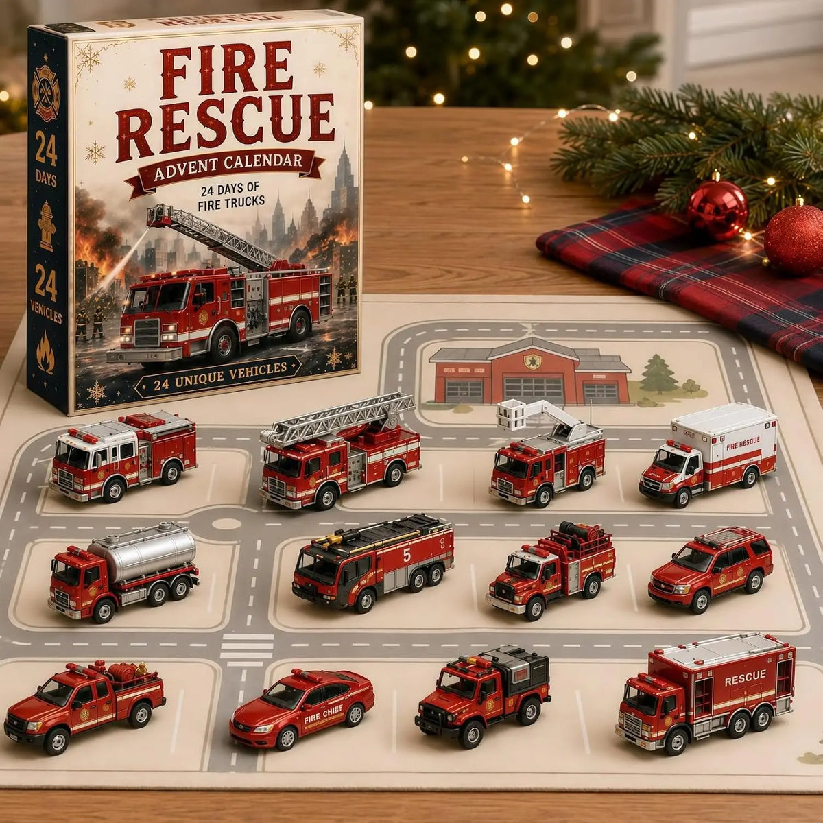 Fire Rescue Advent Calendar – 24-Day Countdown with Fire Truck Designs