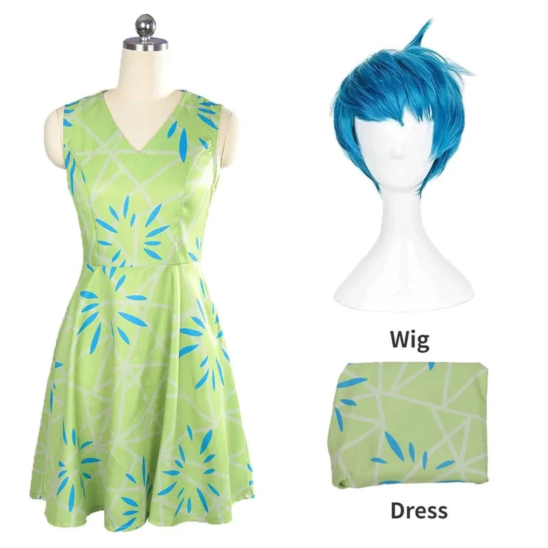 Anime Movies Inside2 Joy Cosplay Costume Disgust Disguise Dress for Adult Kids Outfit Halloween Carnival Party Clothes Roleplay