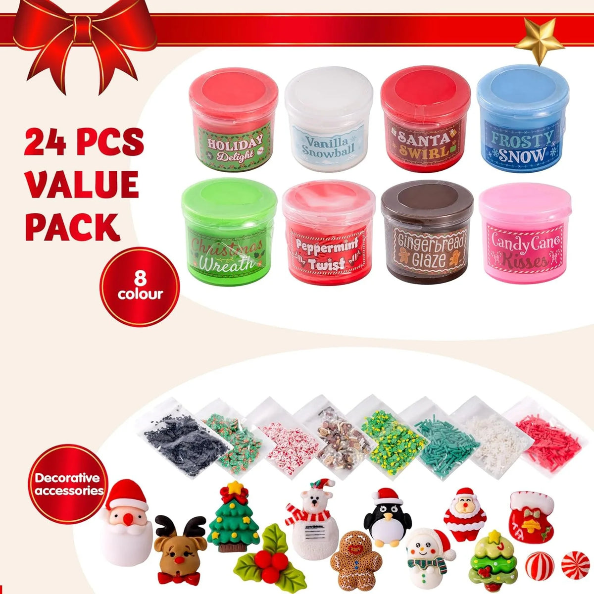 Slime Advent Calendar – 24-Day Christmas Dessert Theme Slime Kit for Kids