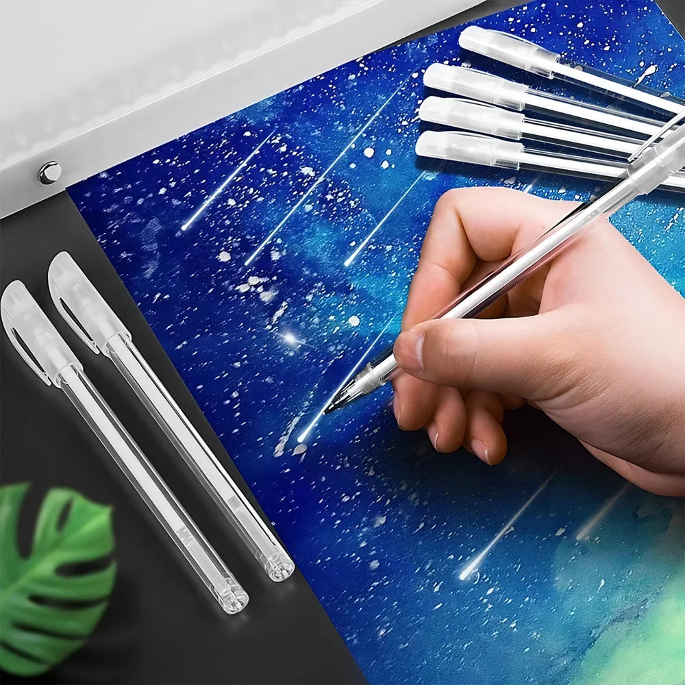 5/10pcs White Gel Ink Highlight Marker Pens 0.8mm for Art Drawing Sketching Black Paper Manga Scrapbooking Waterproof Paint Pens