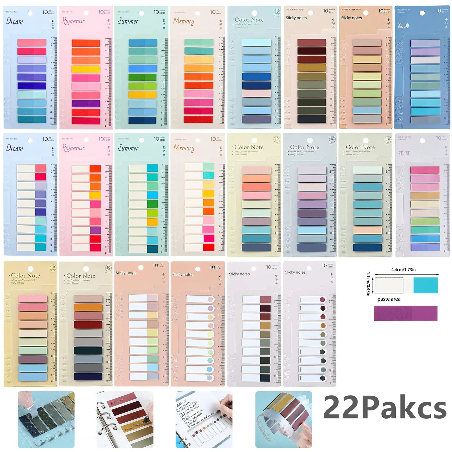 KindFuny Set Transparent Sticky Note Self-Adhesive BookMarker Annotation Reading Book Clear Tab Kawaii Cute Stationery