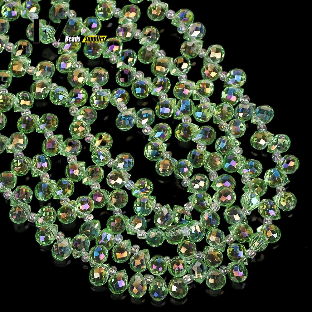 6mm Natural Stone Beads Green Waterdrop Crystal Loose Beads For Jewelry Making Handmade Diy Bracelet Accessories