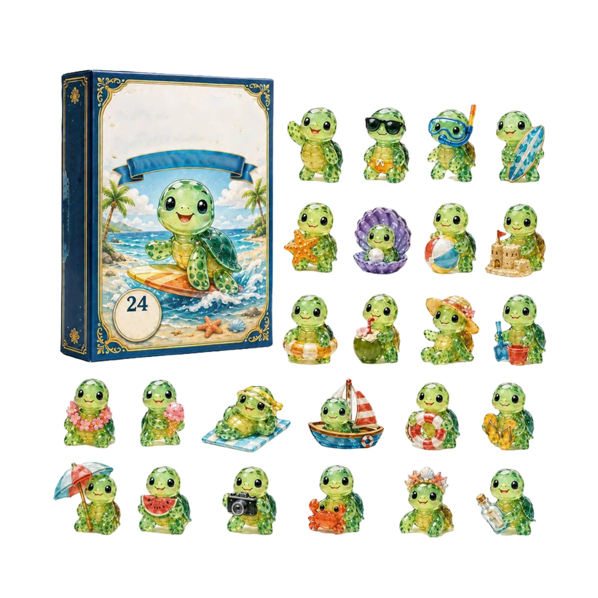 2D Acrylic Surfing Turtle 2026 -Day Countdown Advent Calendar