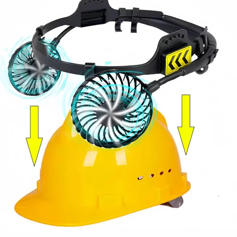 Adjustable Safety Helmet Cooling Fan LED Night Light Portable for Summer Heat Relief Outdoor Work Comfort Suitable Most Helmets