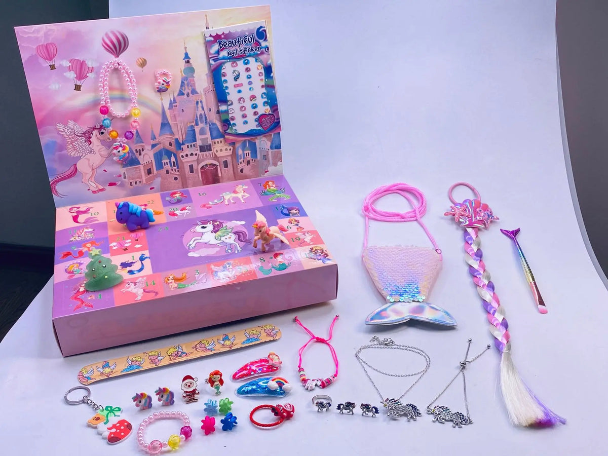 Christmas Advent Calender Box Mermaid Jewelry Christmas Gift Toys for Girls Kids 24days Countdown Advent Calendar New Year Gift