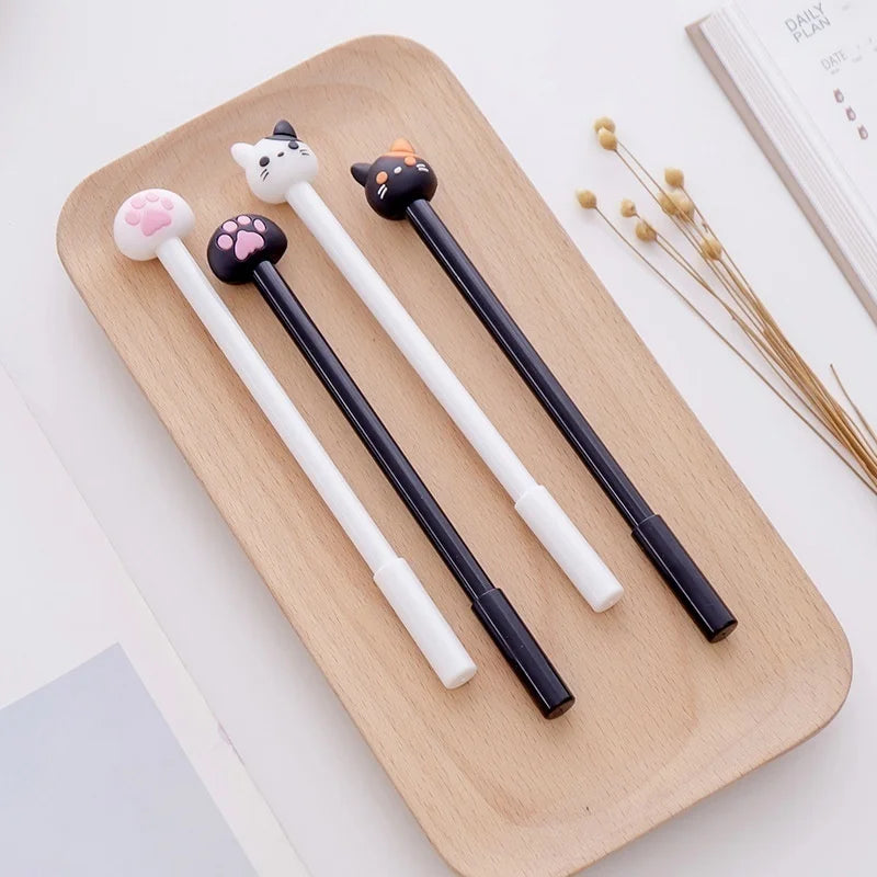10pcs/batch Kawaii Cat Gel Signature Pen Cute Claw Stylos Black Ink for Hand Account Writing Stationery Office School Supplies