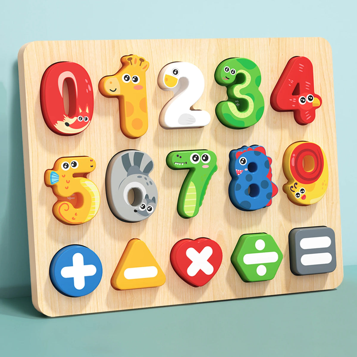 3D Colorful Montessori Wooden Puzzle Alphabet Number Matching Game - Early Education Toy for Mathematics Shape Cognition