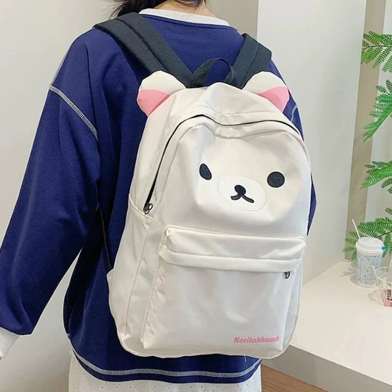 Kawaii Cute Bear Rilakkumas Backpack Large Capacity Anime Cartoon Backpack Stylish Student School Bag Shoulder Bags Schoolbag