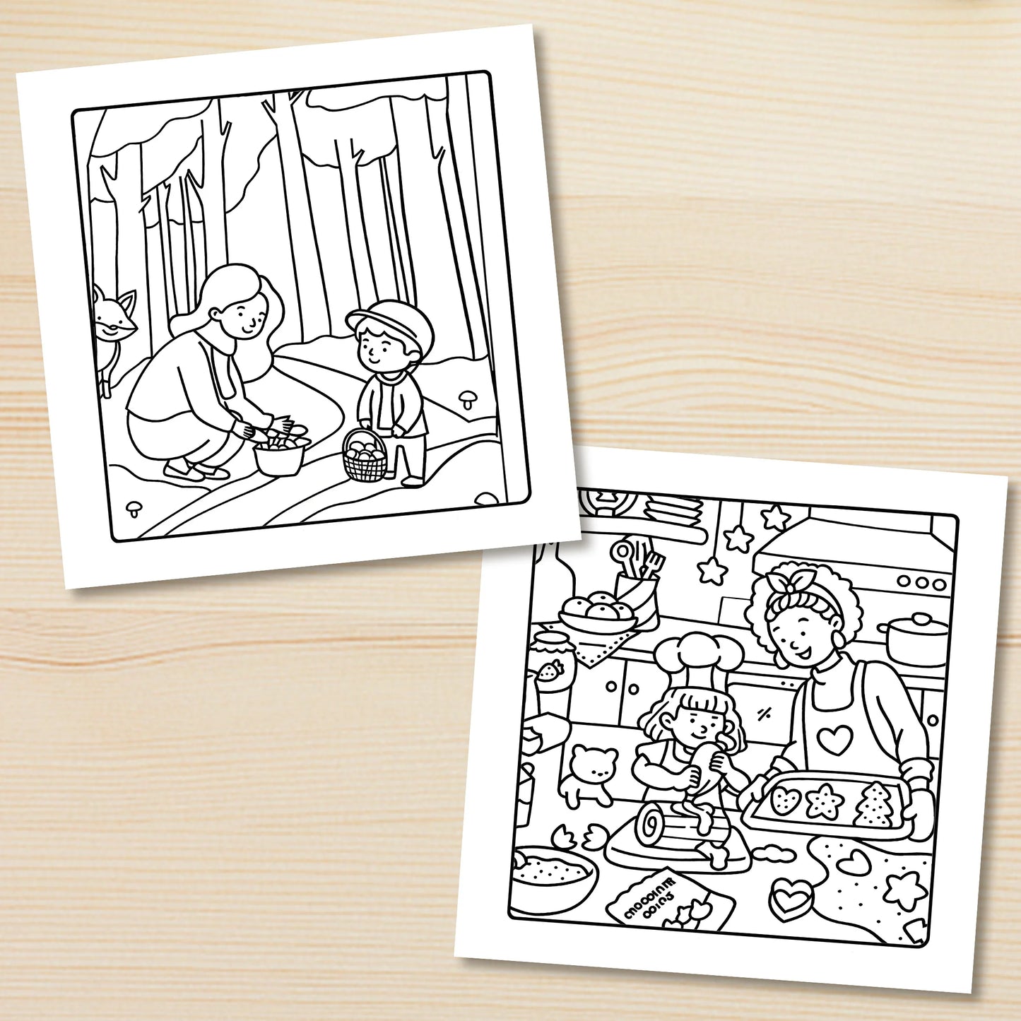 MOM MOMENTS : Coloring Book for Adults Featuring Cute Cozy Daily Activities for Relaxation (Cozy Spaces Coloring)